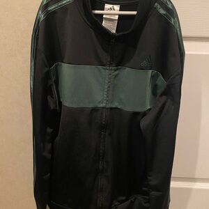 Adidas Black and Dark Green Sports Jacket